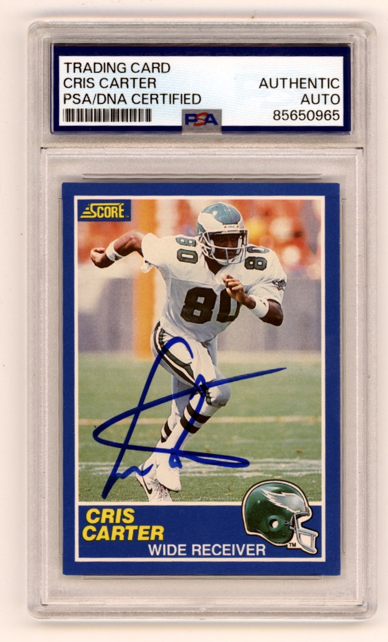 Cris Carter Signed 1989 Score Rookie Card #72 PSA Authentic (Eagles)
