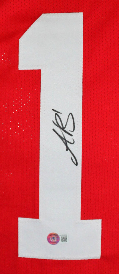 A.J. Brown Signed Ole Miss Rebels Red Custom Jersey