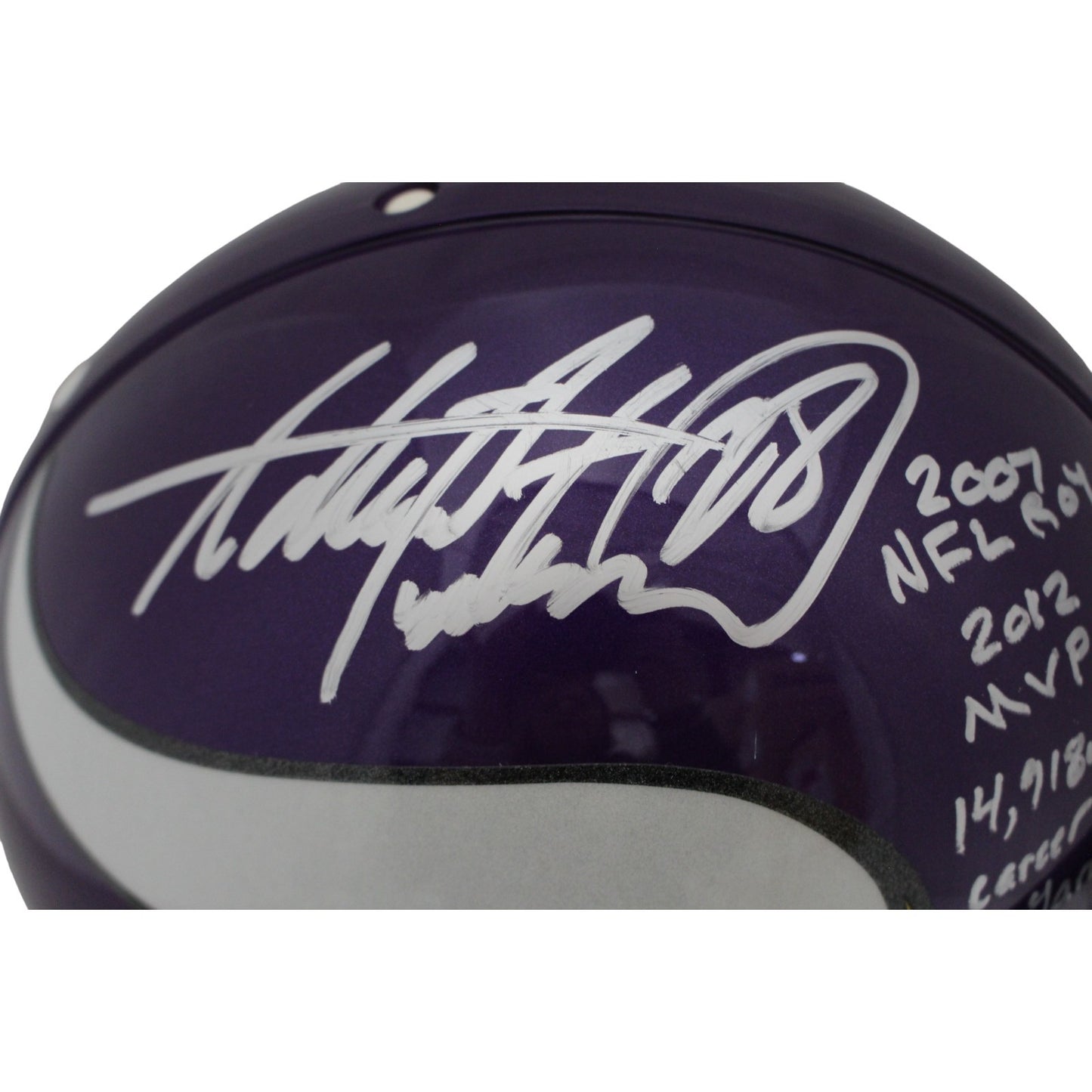 Adrian Peterson Signed Minnesota Vikings VSR4 Authentic Throwback Helmet (3 Insc)