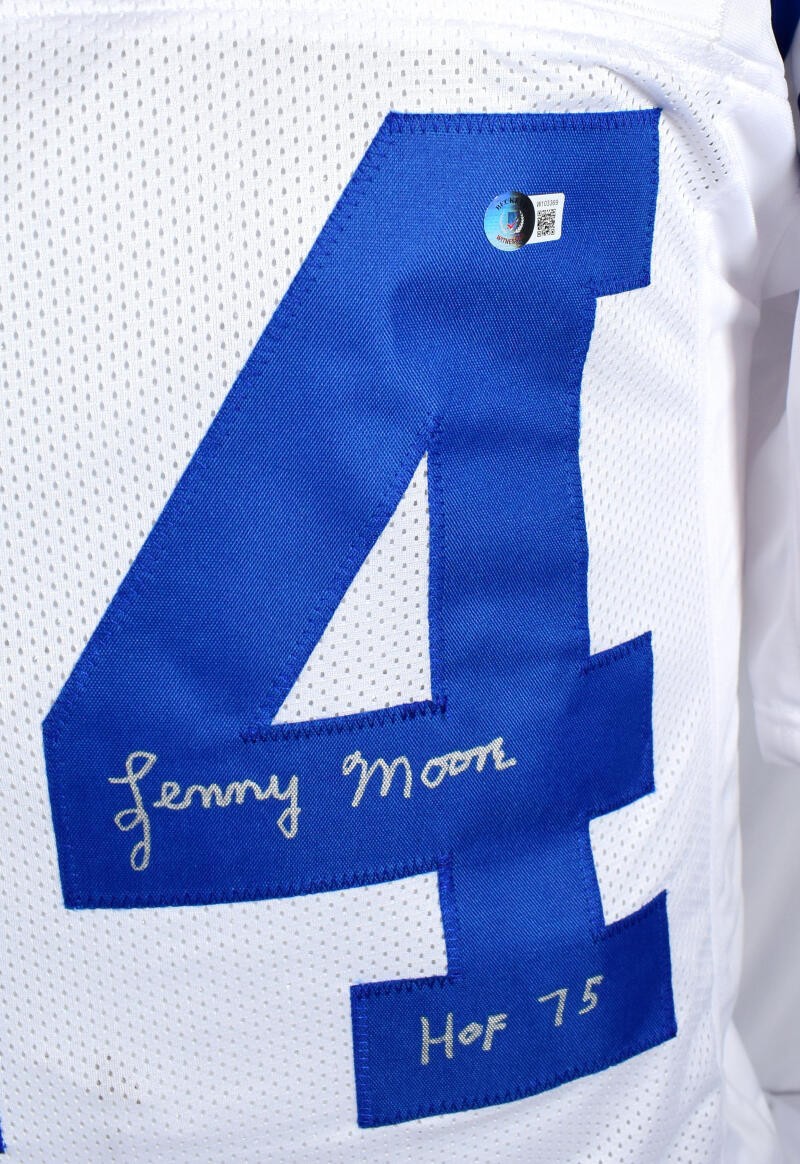 Lenny Moore Autographed Baltimore Colts White Custom Jersey