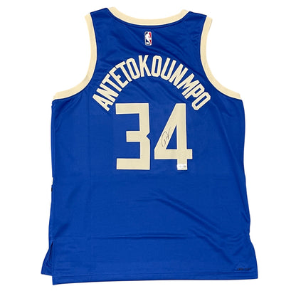 Giannis Antetokounmpo Signed Bucks Nike City Edition Jersey Beckett Witness