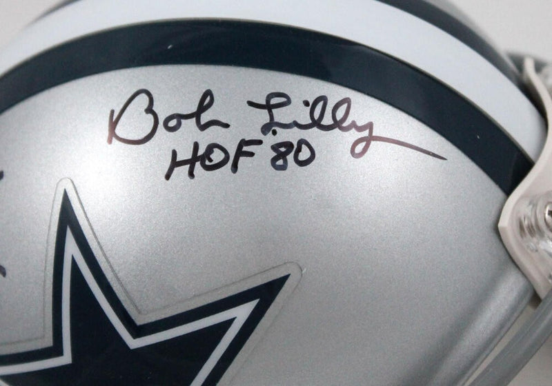 Bob Lilly and Randy White Signed Dallas Cowboys Black Mini Helmet