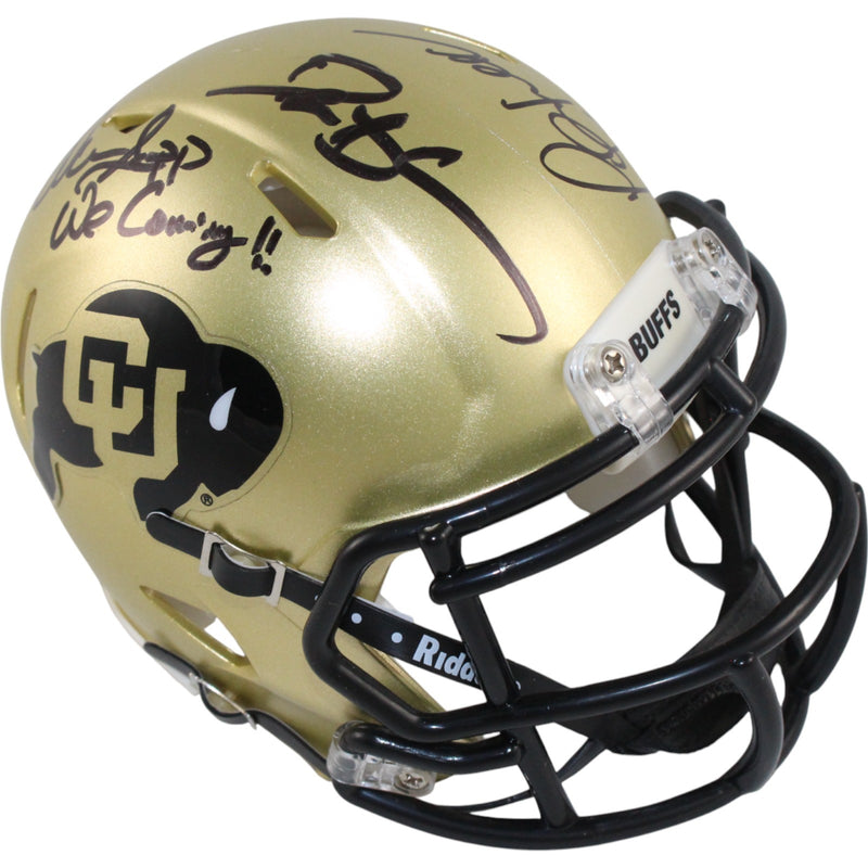Deion Sanders, Warren Sapp & Marshall Faulk Signed Colorado Mini Helmet