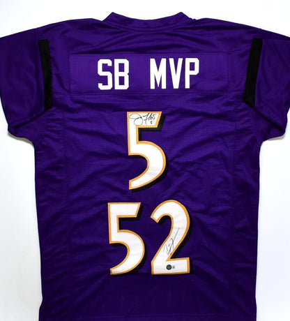 Ray Lewis & Joe Flacco Autographed Baltimore Ravens Purple Jersey