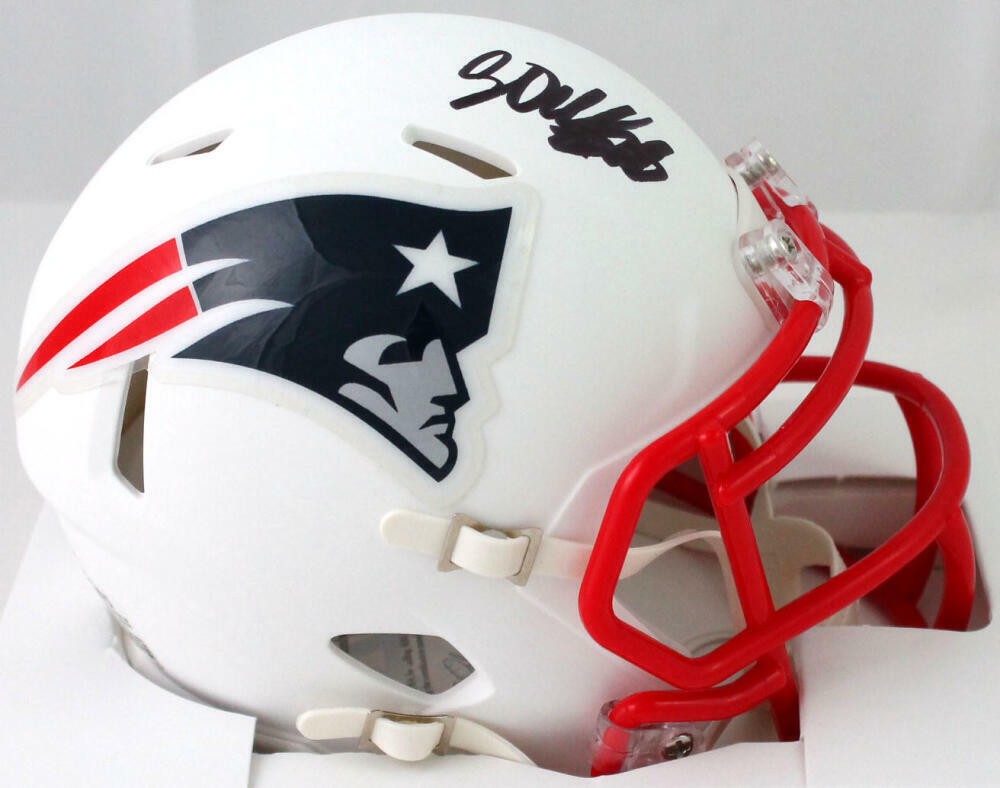 Corey Dillon Signed New England Patriots Flat White Mini Helmet