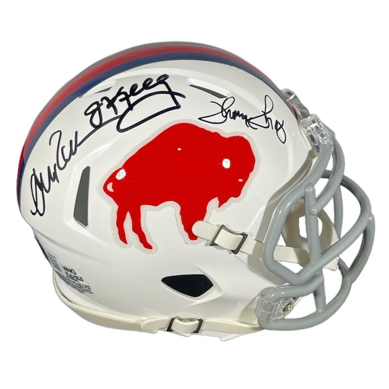 Jim Kelly, Andre Reed & Thurman Thomas Signed Bills Throwback Mini Helmet