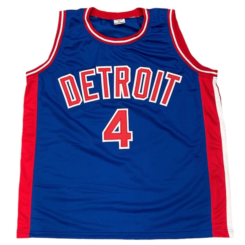 Joe Dumars Signed Detroit Pistons Custom Basketball Jersey Beckett Witness
