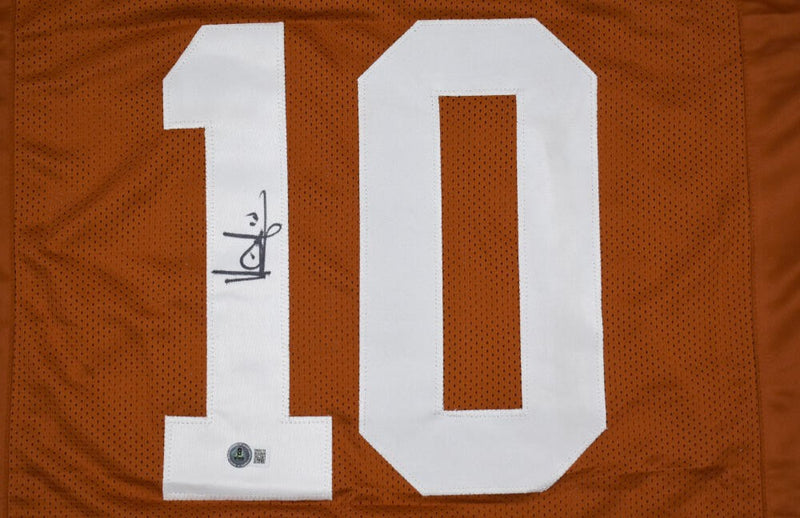 Vince Young Autographed Orange Custom Football Jersey