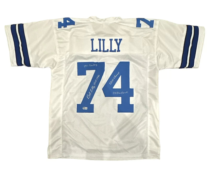 Bob Lilly Signed Dallas Cowboys Custom Football Jersey (4 Inscriptions)