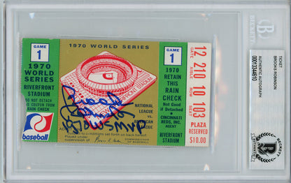 Brooks Robinson Autographed 1970 World Series Game 1 Ticket BAS Slabbed