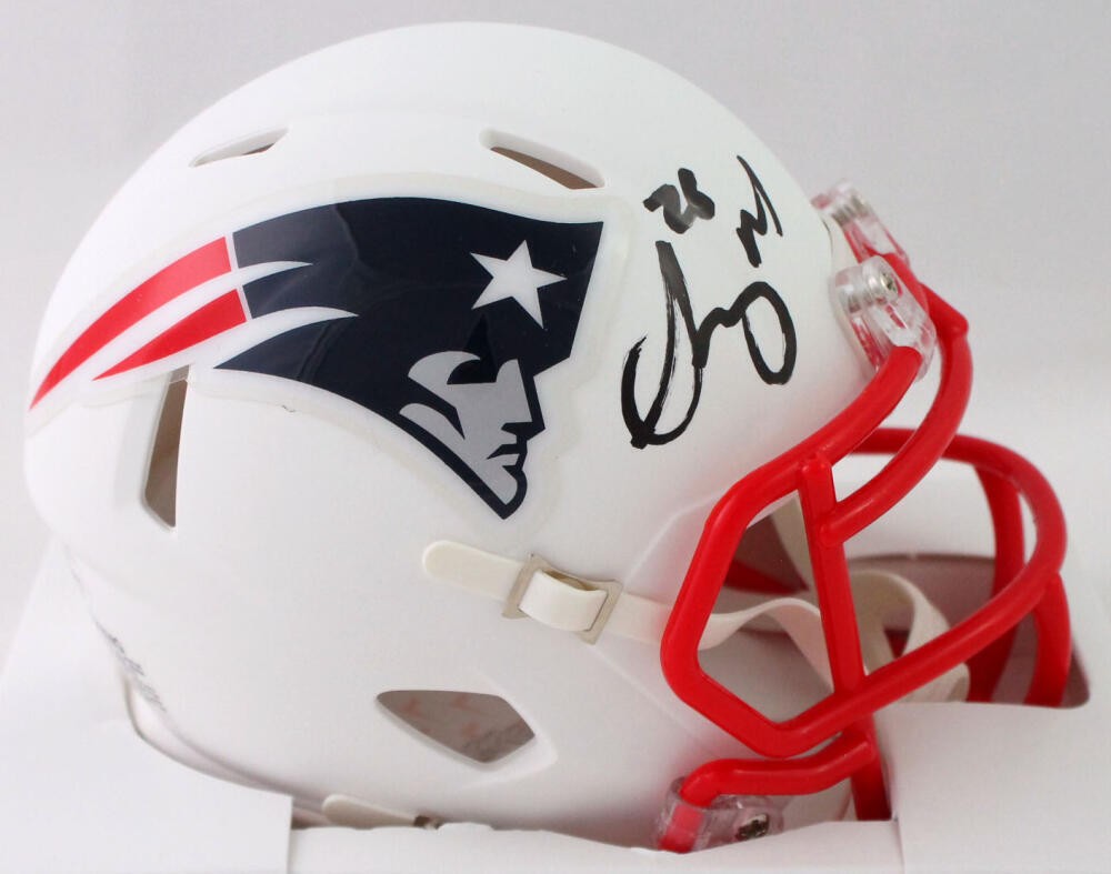 Sony Michel Signed New England Patriots Flat White Mini Helmet