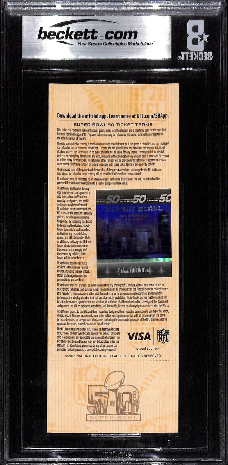 Von Miller Signed Super Bowl 50 Ticket Denver Broncos SB MVP Beckett 7