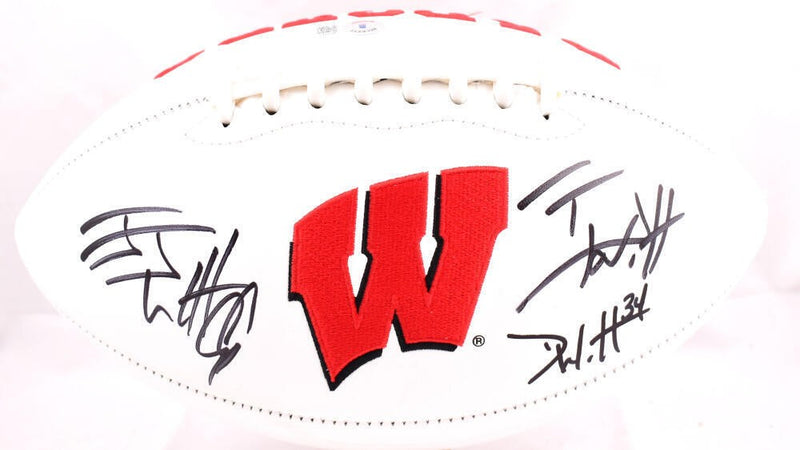 Derek, TJ & JJ Watt Autographed Wisconsin Badgers Logo Football