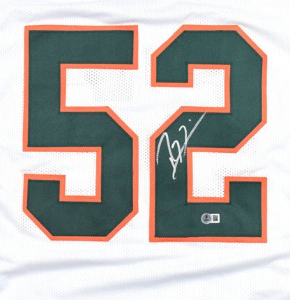 Ray Lewis Signed University of Miami Style Custom White Jersey
