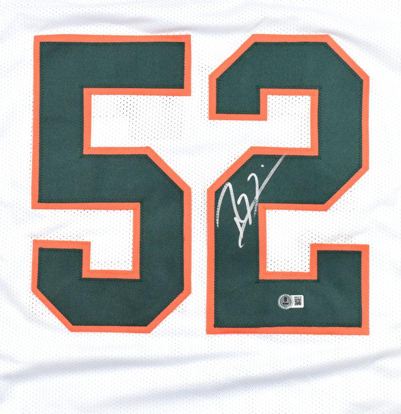 Ray Lewis Signed University of Miami Style Custom White Jersey