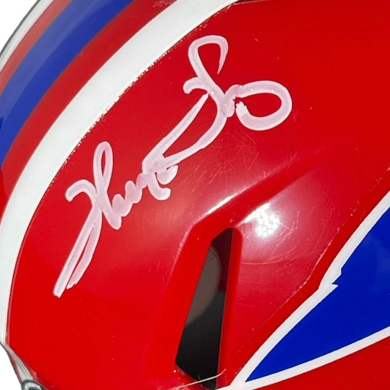 Thurman Thomas Signed Buffalo Bills Throwback Mini Helmet Beckett BAS COA
