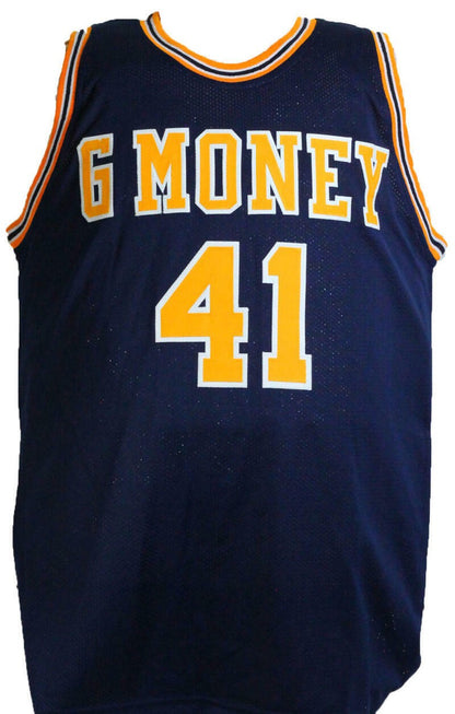 Glen Rice Signed Blue G Money Custom Jersey