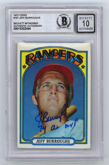 Jeff Burroughs Signed 1972 Topps Rookie Card #191 (BGS 10 Auto)