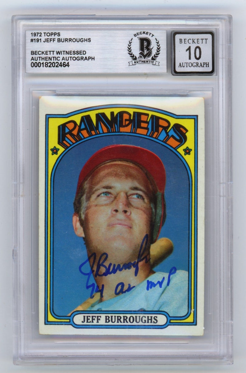 Jeff Burroughs Signed 1972 Topps Rookie Card #191 (BGS 10 Auto)