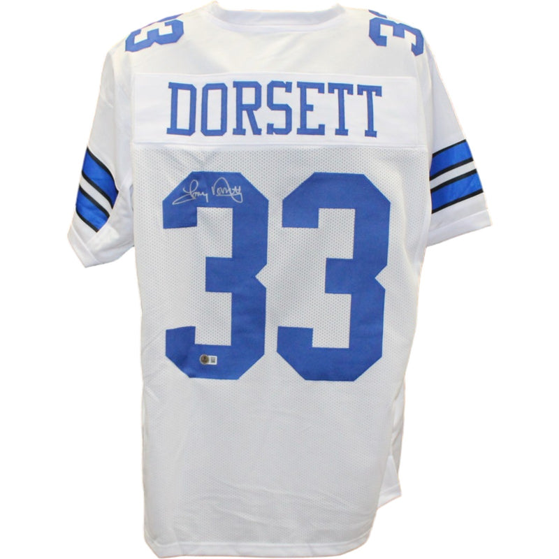 Tony Dorsett Autographed White Custom Jersey (Beckett Witnessed)