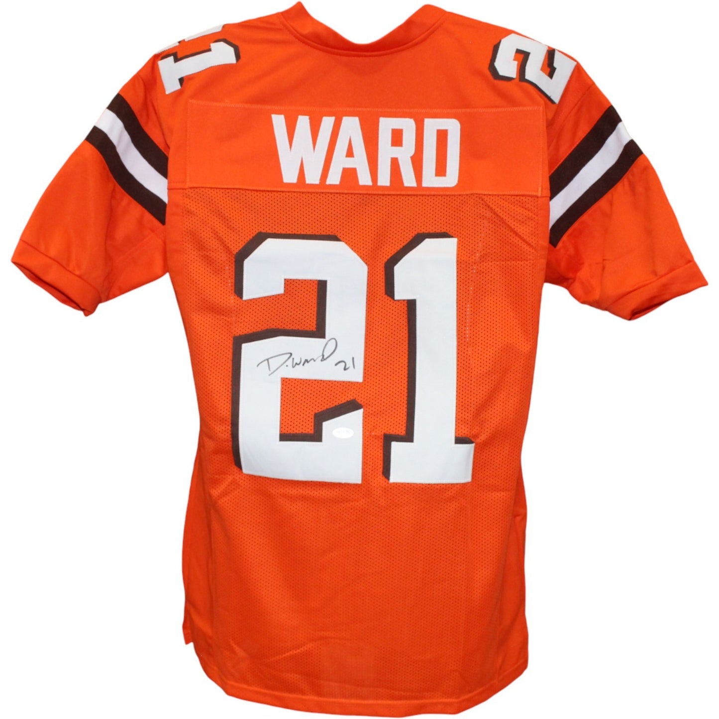 Denzel Ward Autographed Orange Pro Style Custom Jersey JSA