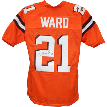 Denzel Ward Autographed Orange Pro Style Custom Jersey JSA