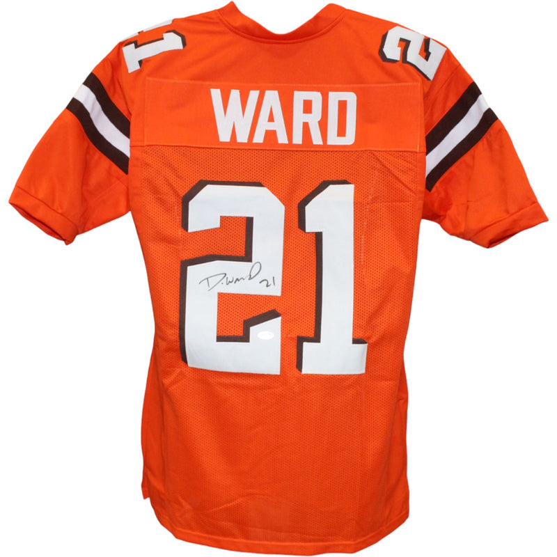 Denzel Ward Autographed Orange Pro Style Custom Jersey JSA