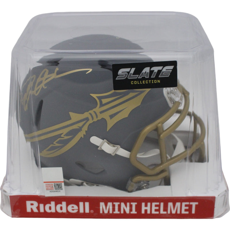 Deion Sanders Signed Florida State Seminoles Slate Mini Helmet
