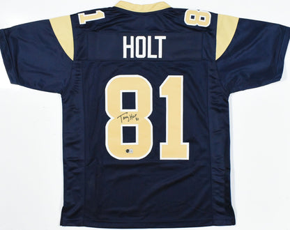 Torry Holt Signed St. Louis Rams Custom Blue Jersey