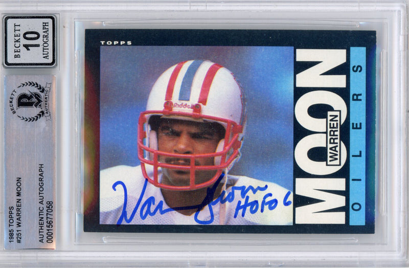 Warren Moon Signed 1985 Topps #251 Card BAS Grade 10 Slabbed