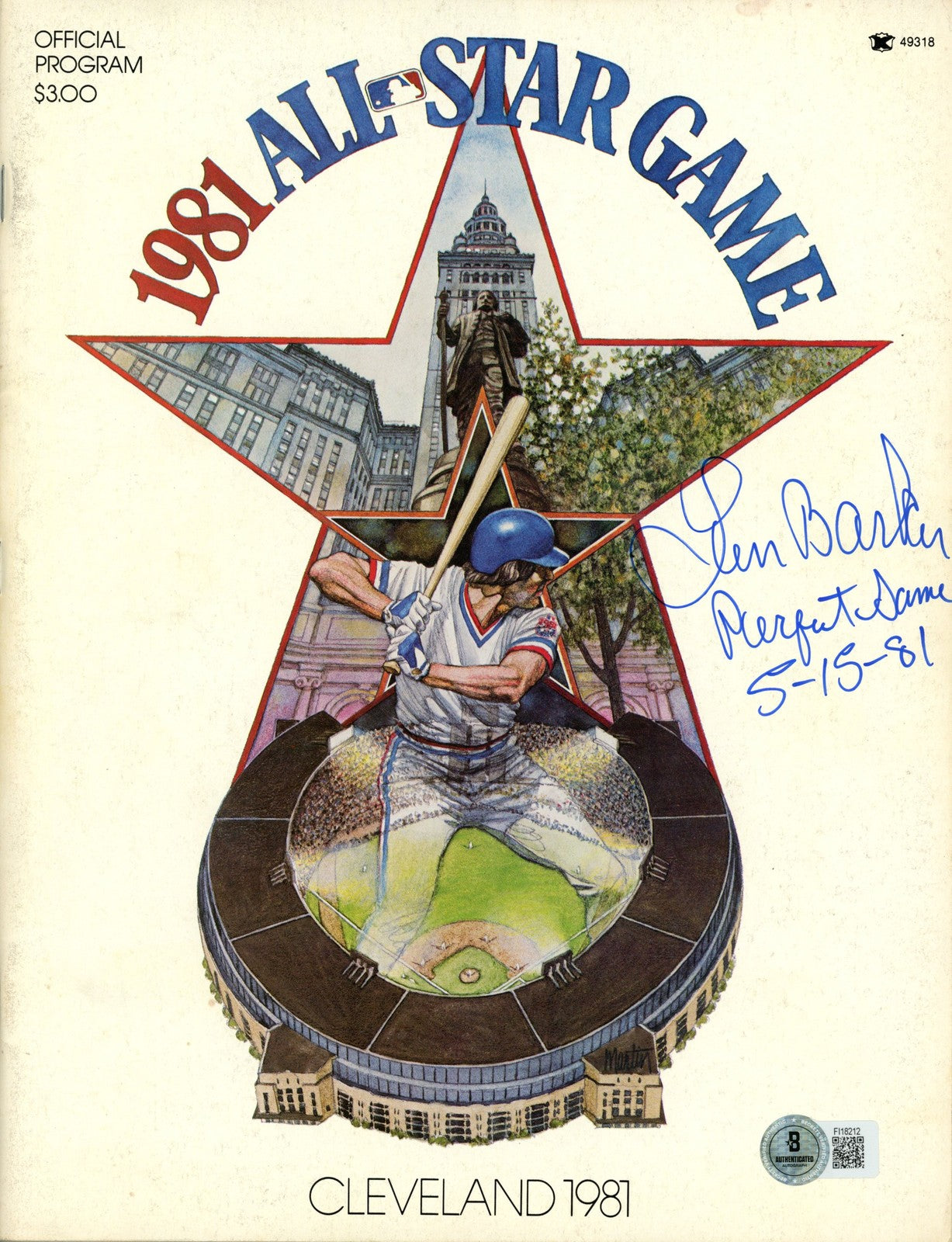 Len Barker Signed Cleveland Indians 1981 All-Star Game Program
