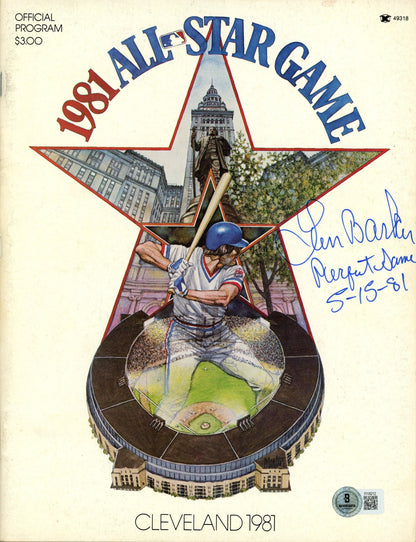 Len Barker Signed Cleveland Indians 1981 All-Star Game Program