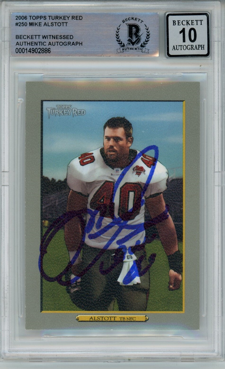 Mike Alstott Signed Tampa Bay Buccaneers Topps Turkey Red Card BAS 10