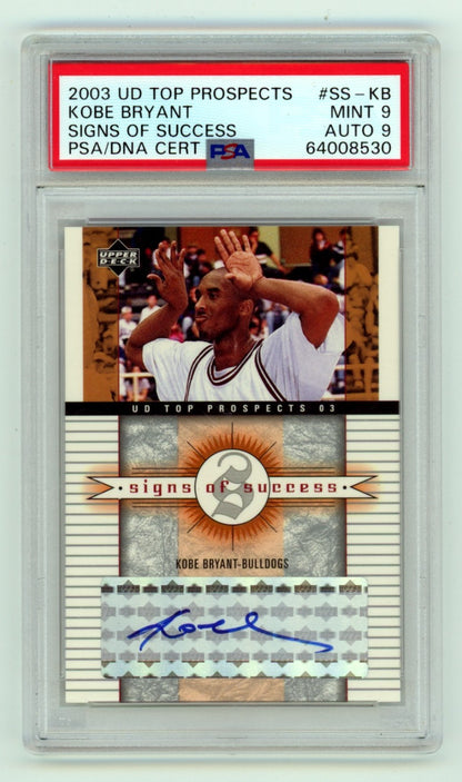 Kobe Bryant Autographed 2003-04 UD Top Prospects Signs of Success PSA 9