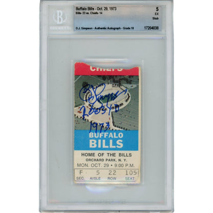 OJ Simpson Signed Buffalo Bills 10/29/73 Ticket Stub (2003 Yds)