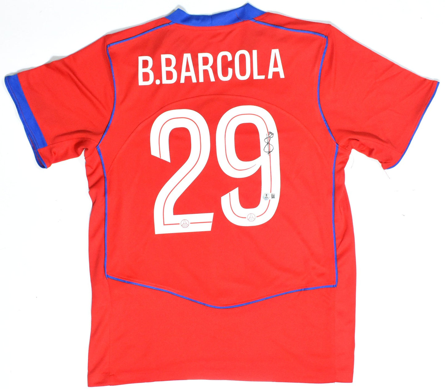 Bradley Barcola Signed Paris Saint-Germain Red Third Jersey