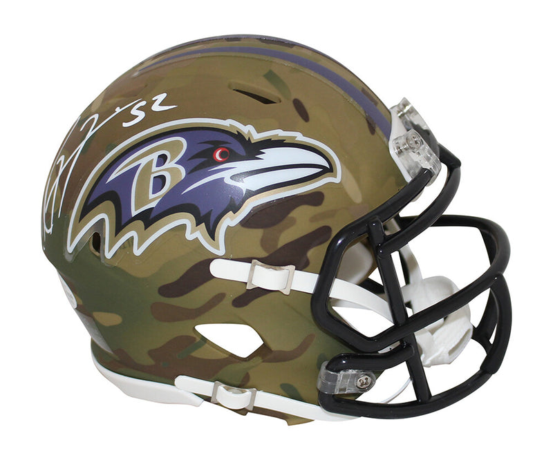 Ray Lewis Signed Baltimore Ravens Camo Mini Helmet Beckett COA