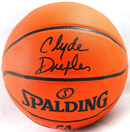 Clyde Drexler Autographed Spalding Black NBA Basketball