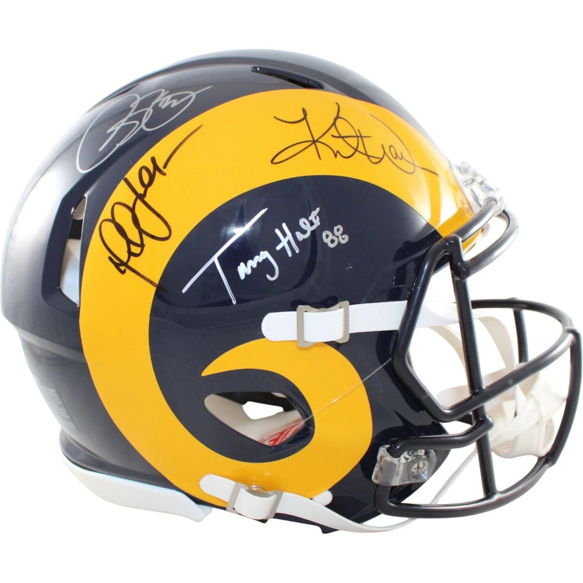 Warner, Faulk, Bruce & Holt Signed St. Louis Rams Throwback Proline Helmet