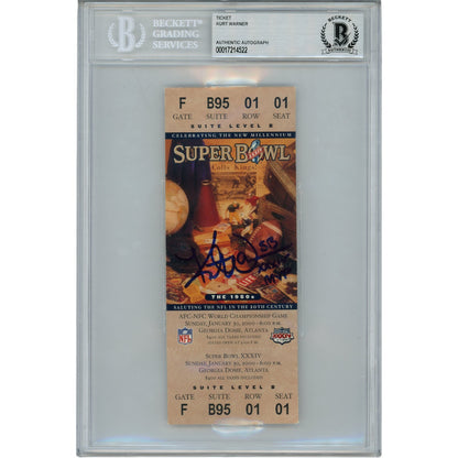 Kurt Warner Autographed Super Bowl XXXIV MVP Slabbed Ticket Stub