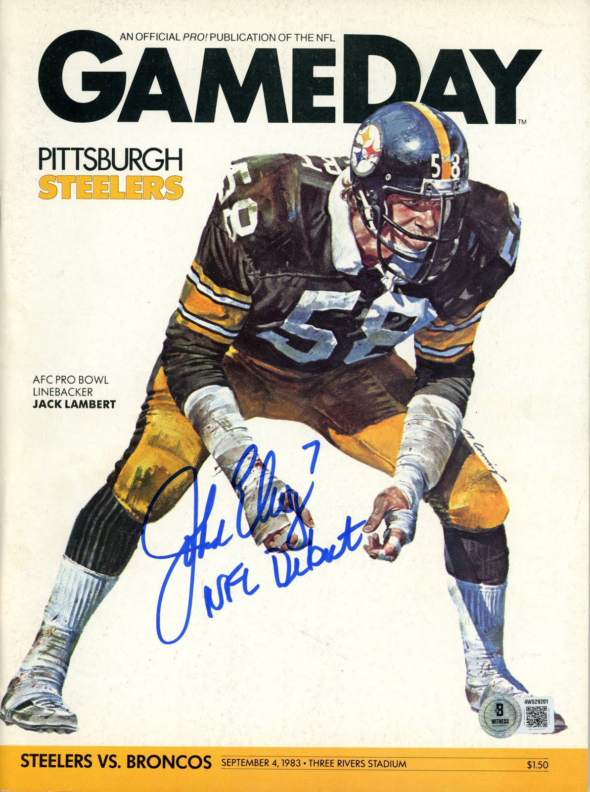 John Elway Autographed Denver Broncos 1983 NFL Debut Gameday Magazine