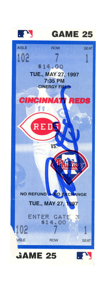 Deion Sanders Autographed Cincinnati Reds vs Phillies Ticket (5/27/1997)