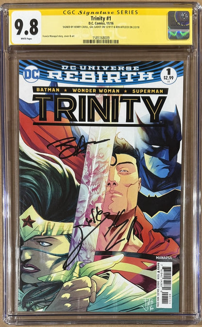 Ben Affleck, Gal Gadot & Henry Cavill Signed Trinity #1 Comic CGC 9.8
