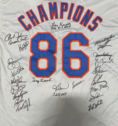 1986 New York Mets Team Signed Multi-Autograph Custom Jersey (23 Signatures)