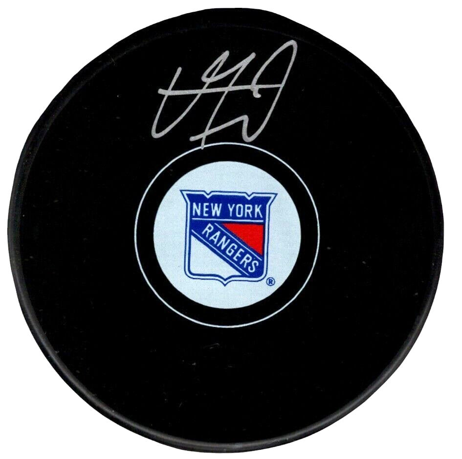 Vincent Trocheck New York Rangers Signed Logo Hockey Puck (BAS)