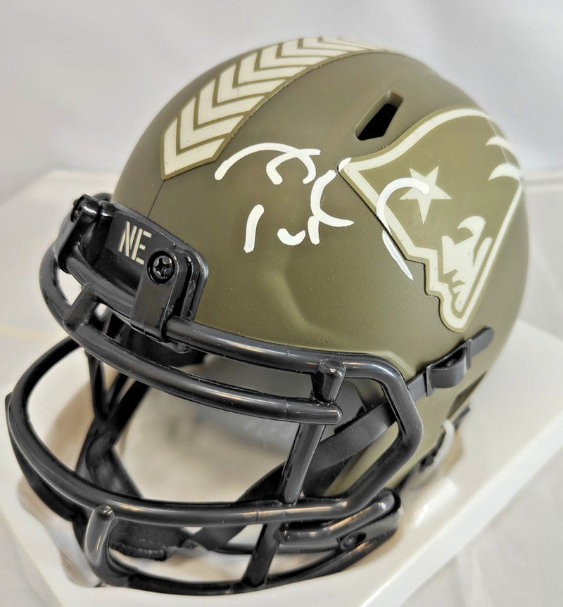 Tom Brady New England Patriots Salute to Service Mini Helmet Fanatics COA