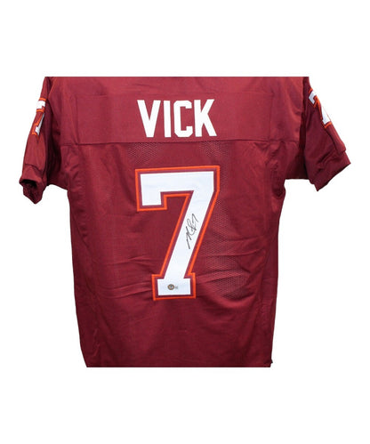 Michael Vick Signed Virginia Tech Style Maroon College Jersey BAS