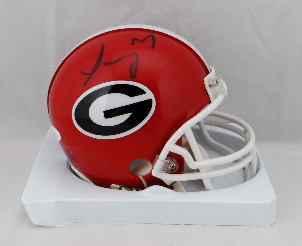 Sony Michel Autographed Georgia Bulldogs Black Mini Helmet
