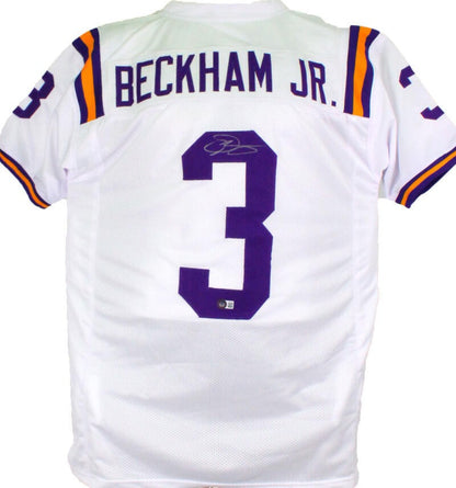 Odell Beckham Signed White College Style Custom Jersey