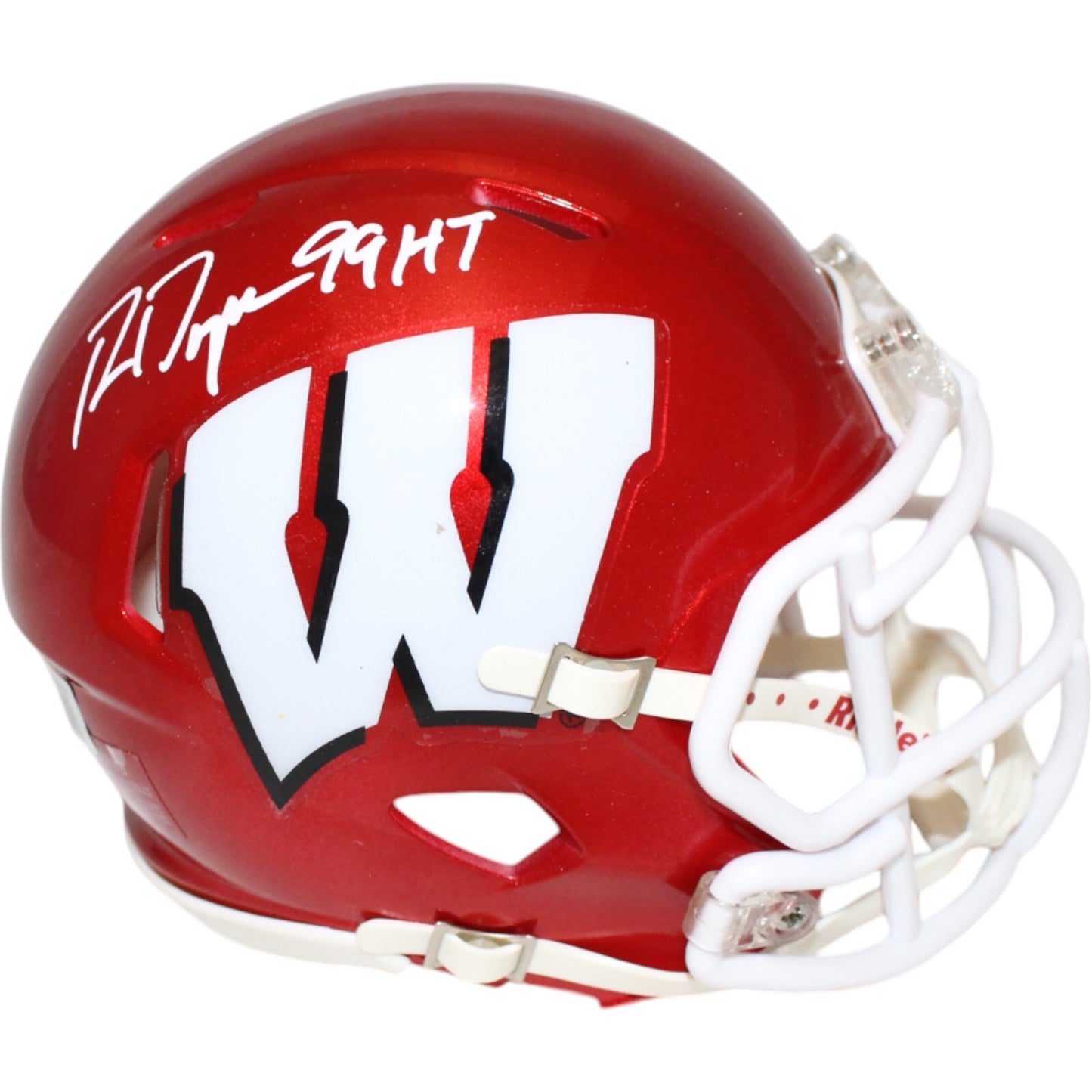 Ron Dayne Signed Wisconsin Badgers Mini Helmet with 99 HT Inscription